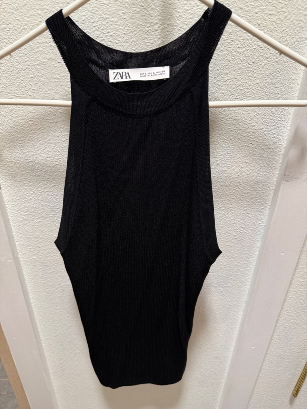 Zara Black Ribbed High-Neck Tank